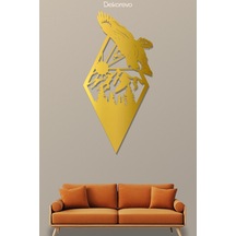Süzülen Kartal Metal Duvar Tablosu - Metal Duvar Sanatı - Altın - 15 X 30 Cm