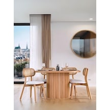Sindi İskandinav Natural Ahşap Masa Sandalye Takımı 90x130 Natural