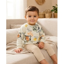 Tuffy Erkek Bebek Ekru Renkli Little Lion Baskılı Rahat Sweatshirt