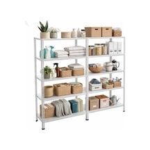 Çelik Raf 5 Katlı Duble 31x120xh200 Dekoratif Raf Sistemleri, Depo Rafı, Arşiv Rafı, Kiler Rafı Galvaniz