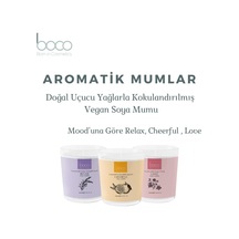 Aromatik Soya Mumu, Relax, Lavanta, Ylang Ylang, Paçuli Yağları İle Kokulandırılmış, Temiz Ve Uzun Yanan Dekoratif Soya Mumu /220 Gr