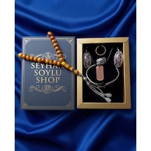 Special Seri Lüks Kitap Kutulu Bakır Takı Seti Ve Tesbih Kombini - Kolye Küpe Özel Tasarım Bileklik Yüzük 5 Parça Gösterişli Otantik Hediyelik - Doğum Günü Yıl Dönümü Sevgililer Günü Şık Hediye - S-00097