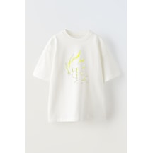 Thewert Unisex Goku Yellow Tasarım Baskılı Pamuk Beyaz Oversize T-shirt