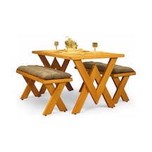 Neiwel Garden Venus Doğal Ahşap Banklı Bahçe Masa Takımı-70-120 Takım Açık Ceviz