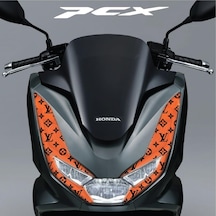 Honda Pcx Ön Far Kaşı Lv Tasarımı Şeffaf Sticker Turuncu
