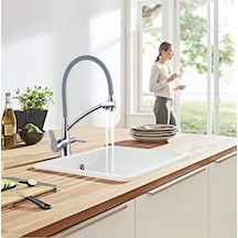 İsaoğlu Yapı Arıtmalı Mutfak Bataryası Mat Krom Fırçalanmış Nikel Musluk Arıtmalara Uygun Uzayan Sistemli Krom