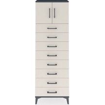 Arges Dolap 2 Raflı 8 Çekmeceli 2 Kapaklı 60x30x182 Antrasit-... Antrasit