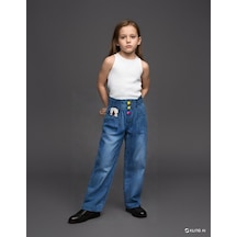 Almira Bebek Kız Çocuk Kot Pantolon Beli Lastikli Model 4 - 8 Yaş Kot 7-8 Yaş