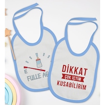 BK Kids Fulle Aganı ve Kusabilirim Tasarımlı 2’li Mavi Mama Önlüğ Mavi