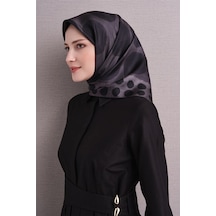 Armine Tivil Saf İpek Eşarp 9637 50 Antrasit Puantiye Desen