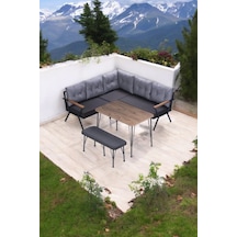 PiLocco Demonte Sehpalı Metal Mutfak Köşe Takımı 180 x 180 Gri