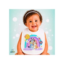Bluey Keten Bebek Mama Önlüğü Yumuşak - Emici - Yıkanabilir - Özel Tasarım P015 Çok Renkli