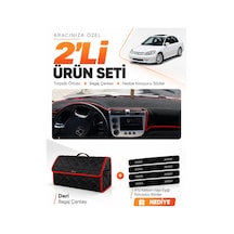 E-biz Honda Civic Vtec2 2002-2005 Uyumlu Torpido Örtüsü + Deri Çanta - Siyah-kırmızı - Ho009