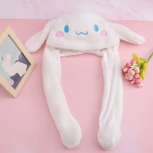 Mj Toys Sanrio Kuromi Cinnamoroll My Melody Şapka Kulakları Hareket Eden Şapka Işıklı Modlu Peluş Bere Şapka Beyaz