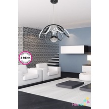 3 Renk Yanabilen Şeker Camlı Modern Ledli Avize Antrasit Siyah