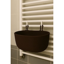 Dekoratif Askılı Banyo Sepeti 18 40 16 Cm Saklama Ve Düzenleyici Hasır Jüt Sepet Organizer El İşi Kahverengi