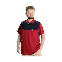 Mode Xl Büyük Beden Erkek T-Shirt Polo Fragmented 23325 Bordo 001