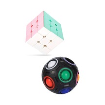 Siyah Gökkuşağı Bulmaca Topu ,speed Cupe Küp Zeka Küpü 3x3 Pastel Renkler Hız Küpü 2 Li Set Eğitici Zeka Oyunu