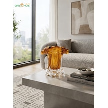 Palmiye Amber Cam Vazo Küçük 13 Cm