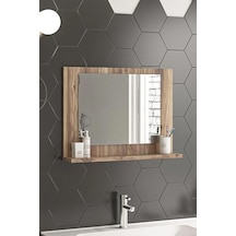 Tr 60x45 Ceviz Raflı Banyo Aynası Dresuar Yatak Odası Boy Aynası,ceviz Genel