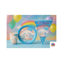 Cinnamoroll 8 Kişilik Doğum Günü Parti Malzemeleri Eko Set Tabak Bardak Flama Kuromi Renkli Tüm Yaşlar