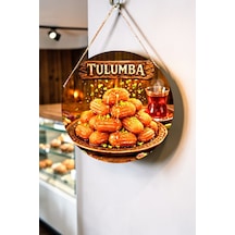 Tulumba Tatlısı Görselli Ahşap İpli Kapı Duvar Süsü Tatlıcı Cafe Tabelası Pano, 30 X 50 Cm