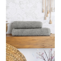 2 Li Gri Havlu Seti Banyo Havlusu + Baş Havlusu Hızlı Kuruyan, Yumuşak Tekstil Havlu Takımı Gri