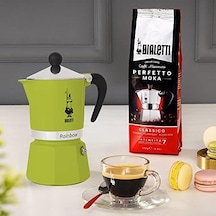 - Rainbow: 3 Cups Ocak Üstü Espresso Pişirici - 130ml - Yeşil Renk - Alüminyum Gövde - Patentli Güvenlik Valfi - Tüm Ocak Türleri İçin Uygundur İndüksiyon Hariç Aeropress