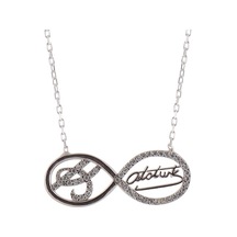 Sonsuzluk Kolyesi Atatürk Imzalı Zirkon Taşlı Kadın Gümüş Kolye G
