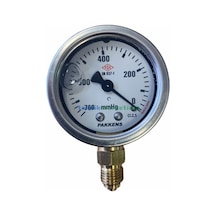 50Mm -760 Mmhg 1 4" Alttan Çıkışlı Gliserinli Vakummetre Pakkens