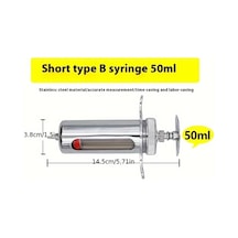 Fochsia Kısa 1968 5 Inç Büyük Kapasiteli Veteriner Şırınga Hızlı Bağlantı Paslanmaz Çelik