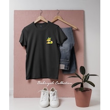 Oversize Renkli Karikatür Tilki İllüstrasyonu Tasarımlı Unisex T-shirt Siyah