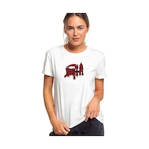 Death Logo Baskılı Beyaz Kadın Tshirt