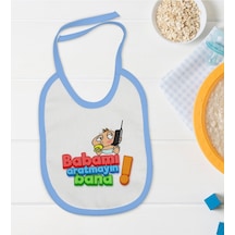 Bk Kids Babamı Aratmayın Bana Tasarımlı Mavi Bebek Mama Önlüğü Mavi