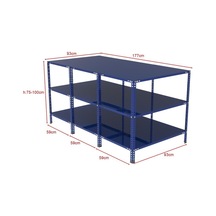 3 Katlı Renkli Paketleme Masası - Atölye, Depo, Hobi Çalışma Masası - Mavi Mavi-177x93 Cm-100 Cm Çok Renkli