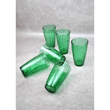 6'lı Kristal Cam Uzun Meşrubat Bardağı Yeşil Bardak 440 Ml