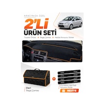 Ford C-max 2003-2010 Uzun Kapaklı Uyumlu Torpido Örtüsü + Deri Çanta Seti - Siyah Kahverengi