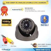 Mikrofonlu Ahd 1080p Ve Analog Pal Dönüşümlü Gece Görüşlü Mini Metal Dome Araç Kamerası