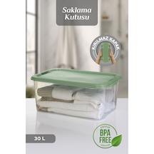 30 Lt Multibox Saklama Kabı - Kilitli Kapaklı Çok Amaçlı Düzenleyici Kiler Depolama Saklama Kutusu Yeşil