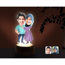 Kişiye Özel Sevgililer Karikatürlü Dekoratif 3D Biblo Led Işıklı (481495488)