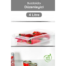 1 Adet Dolap İçi Buzdolabı Düzenleyici - Buzdolabı Organizer Sepet Meyve Sebze Saklama Kabı 4 Litre Şeffaf