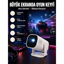Şarjlı Projeksiyon Oyun Sinema Projektörü 4k Hd Görüntü Kaliteli Yeni Nesil