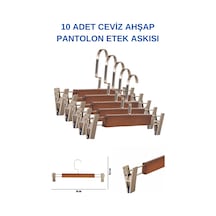 Pantolon Etek Askısı Ahşap Lamine Ceviz A Kalite Mandallı Askı 10 Adet Diğer