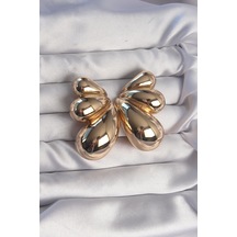 Ezoconcept Pirinç Gold Renk İri Bombeli Kelebek Küpe Çok Renkli