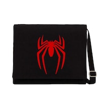 Spiderman Logo Siyah Kanvas Postacı Çantası