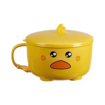 Sevimli Ördek Ramen Kasesi - Paslanmaz Çelik, Kapaklı, Meyve Ve Erişte İçin Sarı