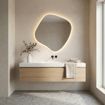 96x96 Cm Organic Form Dimmable Dokunmatik Led Ayna Günışığı 3000k Sarı