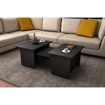 Alina Modern 3'lü Orta Sehpa Zigon Takım 90 CM Wood Siyah
