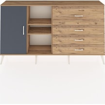Arges Konsol 4 Raflı 4 Çekmeceli Tek Kapaklı 176x30x99 Çam-antrasit/çam Antrasıt/atlas Çam - Atlas Çam