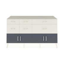 Hyperion Konsol Tek Raflı 6 Çekmeceli 4 Kapaklı 176x44x99 Aytaşı- Aytaşı-antrasit/aytaşı
